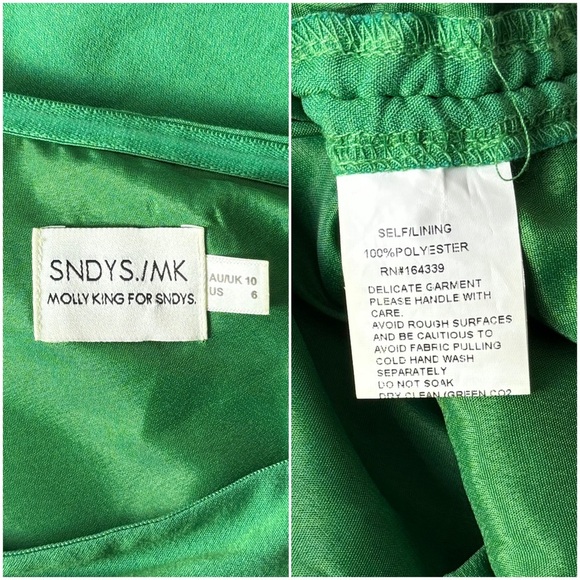 SNDYS X MOLLY KING Green Strapless Ruched Tie Side‎ Slit Sleeveless Mini Dress 6 - Picture 15 of 16